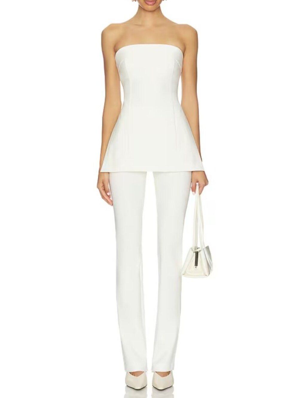 EAVES Bennet Tech Suiting Top + Amar Legging Set | Ivory | NWT | S Top / M Pants